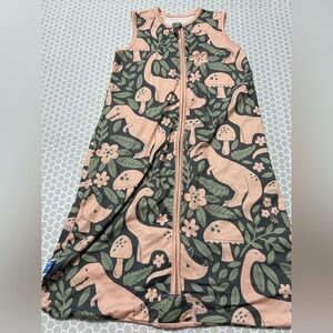 Totbasic Baby Sleep Sack Gray with Green Leaves and Peach Dinosaur’s  

Size M